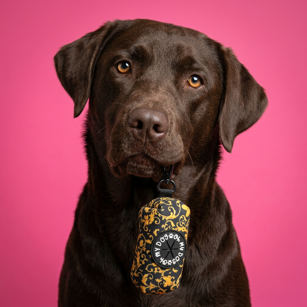 Black & Gold Baroque Poop Bag Holder