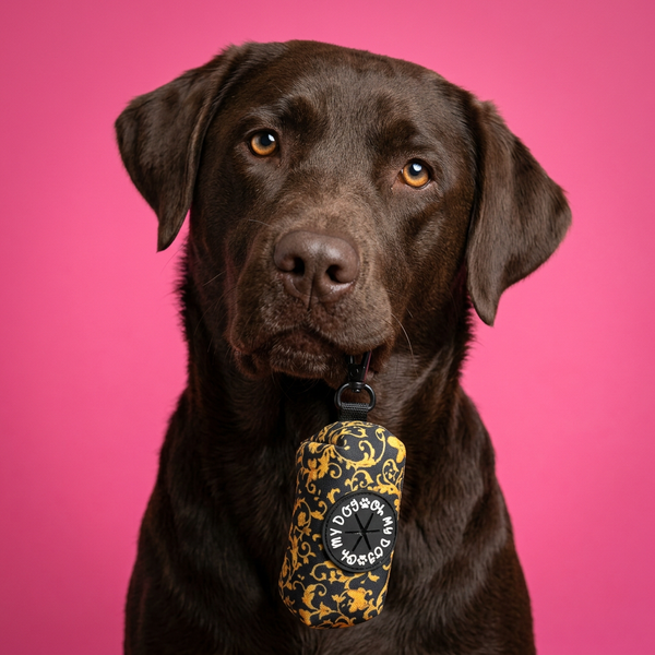 Black & Gold Baroque Poop Bag Holder
