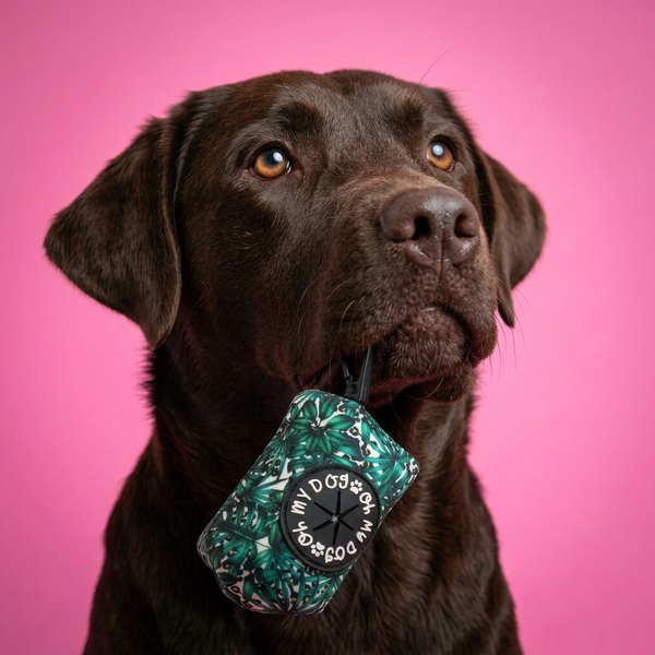 Green Tropical Poop Bag Holder