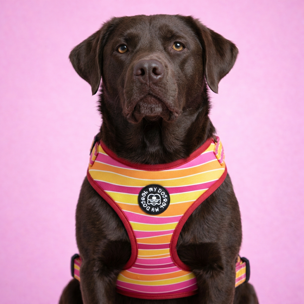 Sunset Stripe Adjustable Dog Harness - Pink