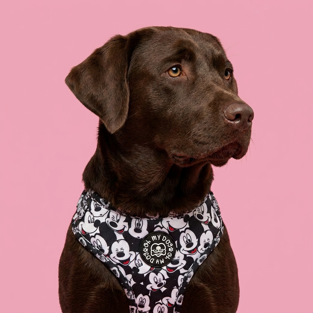 Mouse Club Adjustable Dog Harness - Black & White